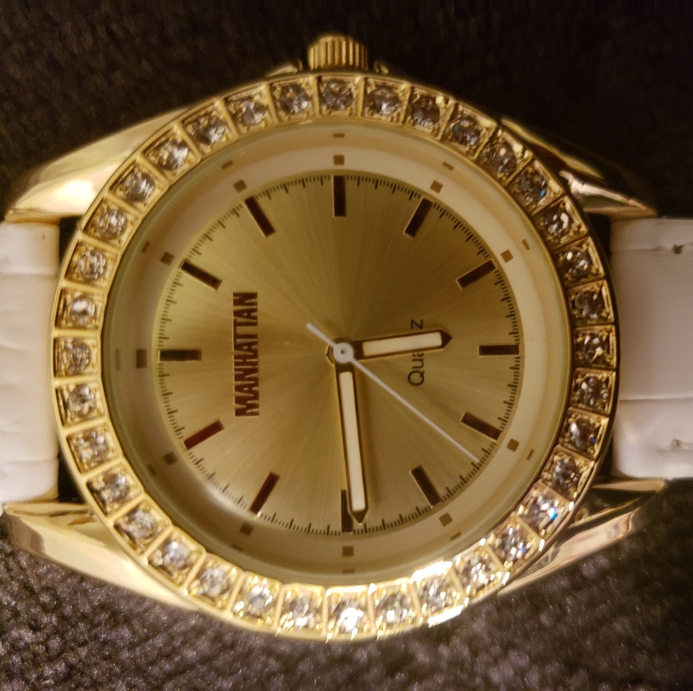 New Croton White leather Croc band with Crystals